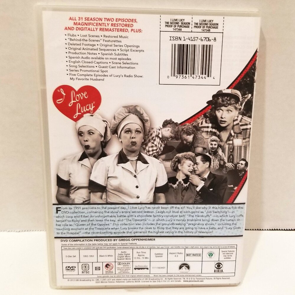 "I Love Lucy" Season 2 on DVD, NEW - Picture 2 of 8